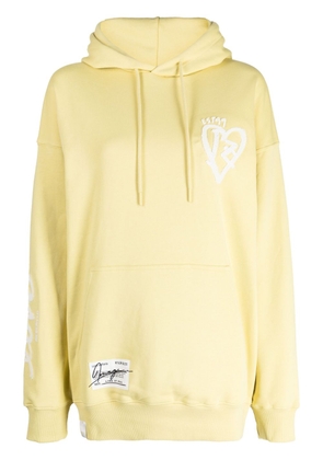 izzue motif-embroidered cotton blend hoodie - Yellow