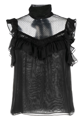 Dorothee Schumacher panelled sleeveless silk chiffon blouse - Black