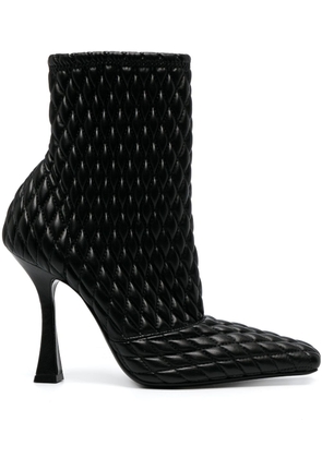 Casadei Geraldine Dome quilted leather boots - Black