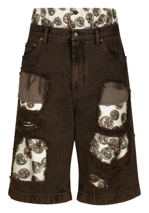 Dolce & Gabbana ripped denim shorts - Brown
