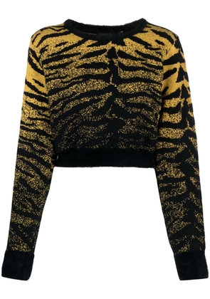 Gcds lurex-detail zebra-jacquard cropped jumper - Black