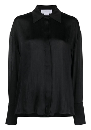 Genny satin-finish button-up shirt - Black