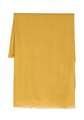 N.Peal cashmere frayed-trim pashmina shawl - Yellow