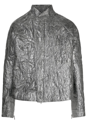 Julius metallic crinkled biker jacket - Silver