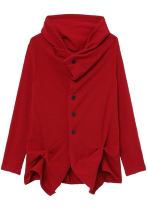 Y's cowl-neck wool blend cardigan - Red