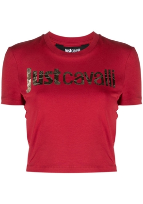 Just Cavalli logo-print cropped T-shirt - Red