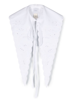 Patou embroidered organic cotton collar - White