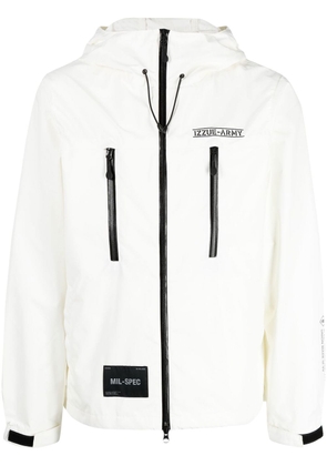izzue logo-print hooded jacket - White
