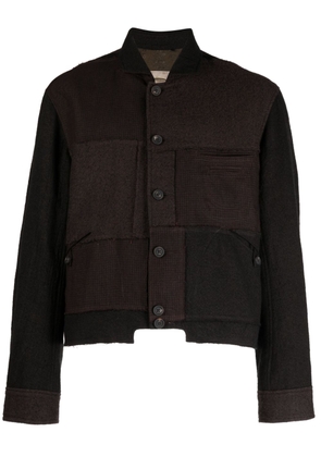 Ziggy Chen patchwork single-breasted shirt jacket - Brown