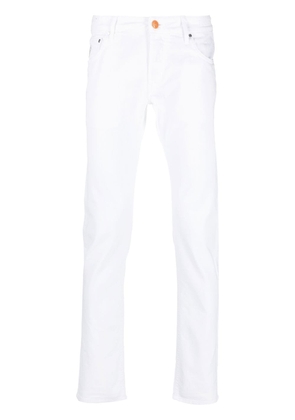 Hand Picked slim-cut logo patch jeans - White