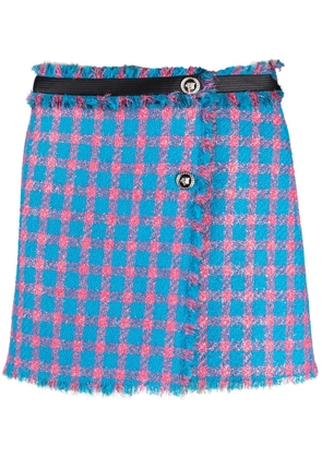 Versace check-pattern tweed miniskirt - Blue