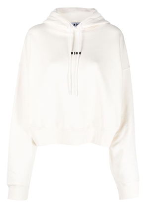 MSGM logo-print cotton hoodie - Neutrals