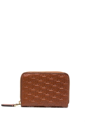 Lauren Ralph Lauren embossed logo-print leather wallet - Brown
