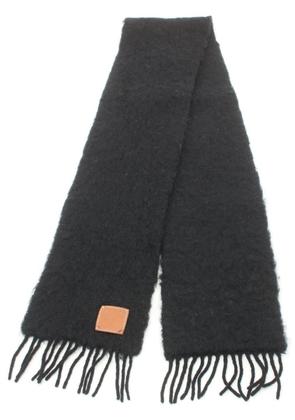 Loewe Pre-Owned 2010s Anagram-appliqué fringed scarf - Black