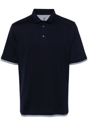 Brunello Cucinelli layered-trim jersey polo shirt - Blue