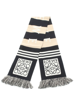 Loewe Pre-Owned 2020s Anagram-jacquard fringed scarf - Black
