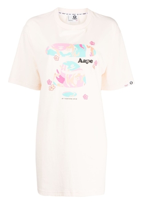 AAPE BY *A BATHING APE® logo-print cotton-jersey T-shirt - Neutrals