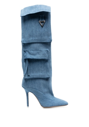 The Attico Sienna 105mm denim boots - Blue
