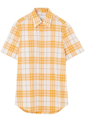 Burberry check-pattern short-sleeve cotton shirt - Yellow