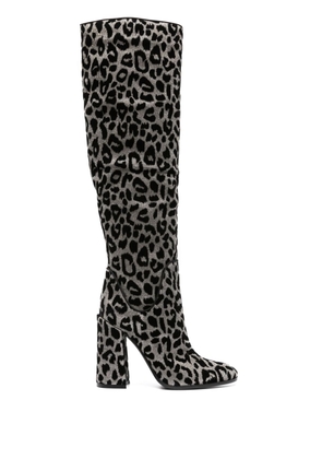 Dolce & Gabbana Cardinale 115mm leopard-jacquard boots - Grey