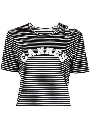b+ab striped cut-out detail T-shirt - Black