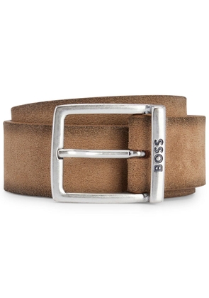 BOSS engraved-logo leather belt - Brown
