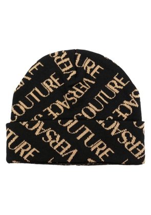 Versace Jeans Couture Couture intarsia-knit logo fine-ribbed beanie - Black