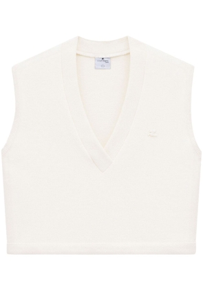 Courrèges logo-embossed knitted vest - Neutrals