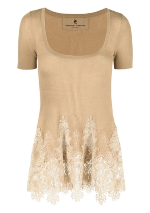 Ermanno Scervino lace-detailing knitted blouse - Neutrals