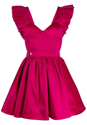 Philipp Plein ruffled-sleeve silk mini dress - Pink