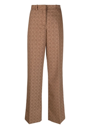 Marine Serre geometric-print straight-leg trousers - Brown