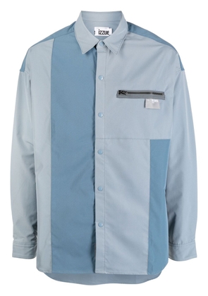 izzue panelled zip-detail shirt - Blue