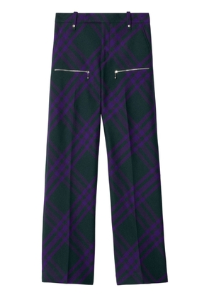 Burberry check-pattern wool trousers - Purple