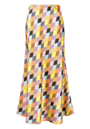 Christopher John Rogers colour-block A-line skirt - Yellow