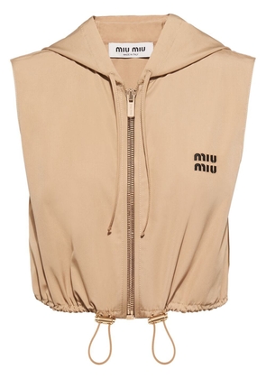 Miu Miu logo-embroidered cotton gilet - Neutrals