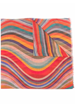 Paul Smith swirl-print lightweight scarf - Orange