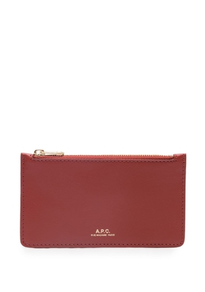 A.P.C. logo-stamp leather wallet - Red