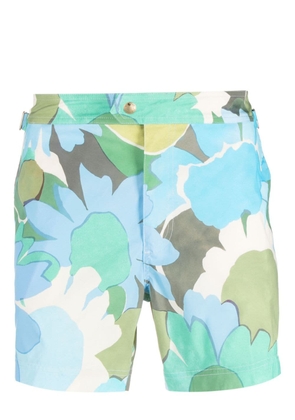 TOM FORD floral-print swim shorts - Blue