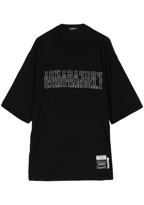 Undercover slogan-embroidered cotton T-shirt - Black