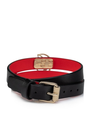 Christian Louboutin Leather Cl Logo Double Bracelet