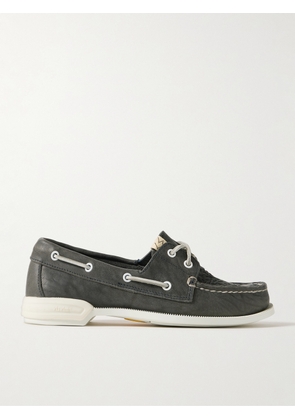 Visvim - Americana II Eye-Folk Textured-Leather Boat Shoes - Men - Gray - US 8