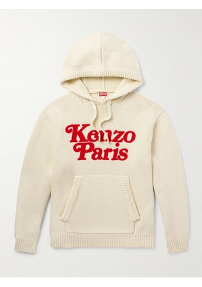 KENZO - Logo-Appliquéd Cotton Hoodie - Men - Neutrals - XS