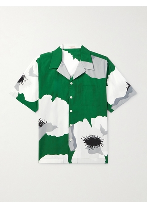 Valentino Garavani - Camp-Collar Floral-Print Cotton-Poplin Shirt - Men - Green - IT 44