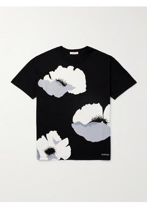 Valentino Garavani - Floral-Print Cotton-Jersey T-Shirt - Men - Black - XS