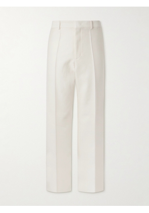 Valentino Garavani - Straight-Leg Pleated Wool and Silk-Blend Crepe Trousers - Men - Neutrals - IT 46