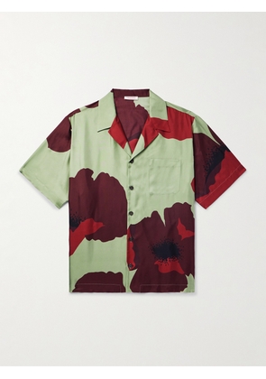 Valentino Garavani - Camp-Collar Floral-Print Silk-Twill Shirt - Men - Green - IT 46