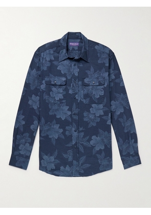 Ralph Lauren Purple Label - Slim-Fit Floral-Print Cotton and Linen-Blend Shirt - Men - Blue - S