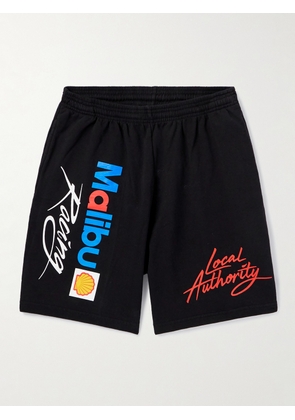 Local Authority LA - Malibu Racing Straight-Leg Printed Cotton-Jersey Shorts - Men - Black - S