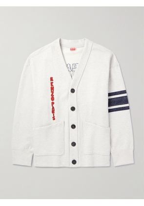 KENZO - Embroidered Striped Cotton-Blend Jersey Cardigan - Men - White - S