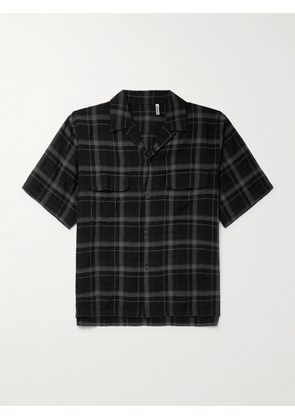 Kaptain Sunshine - Camp-Collar Checked Woven Shirt - Men - Black - 36